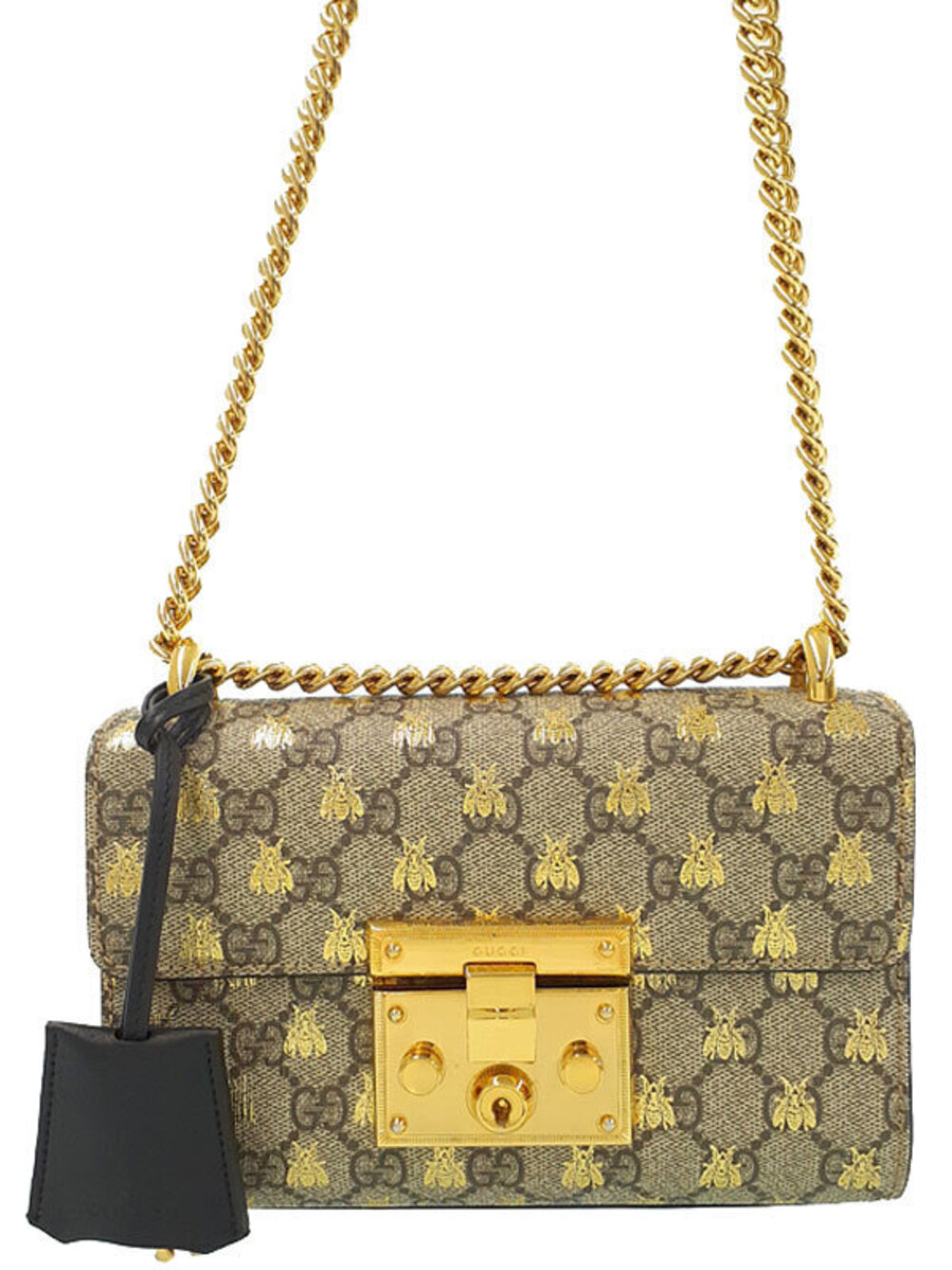 Gucci GG Supreme Bee Padlock Shoulder Bag Chain